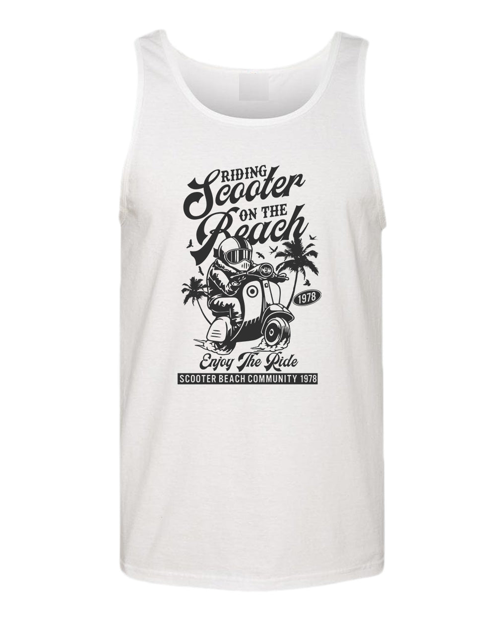 Riding scooter on the beach, enjoy the ride tank top - Fivestartees