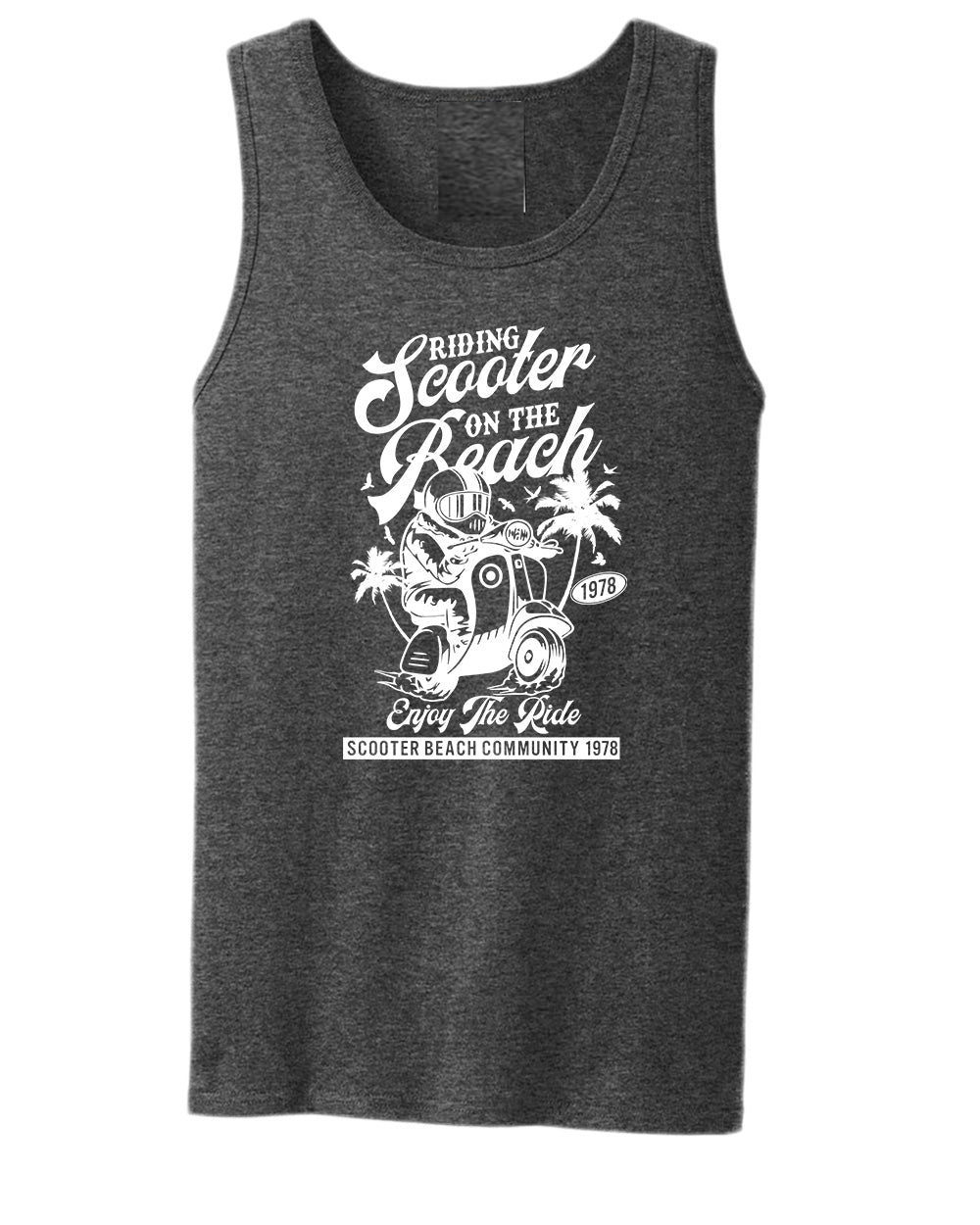 Riding scooter on the beach, enjoy the ride tank top - Fivestartees