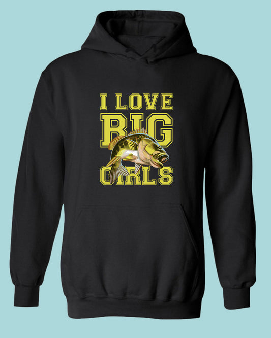 I love big girls fishing hoodie - Fivestartees