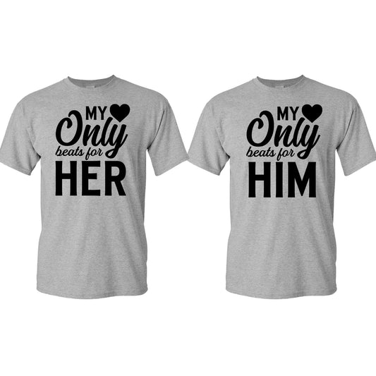 My Heart only beats for her/him Couple Matching T-shirt Valentine's Day T-shirt - Fivestartees