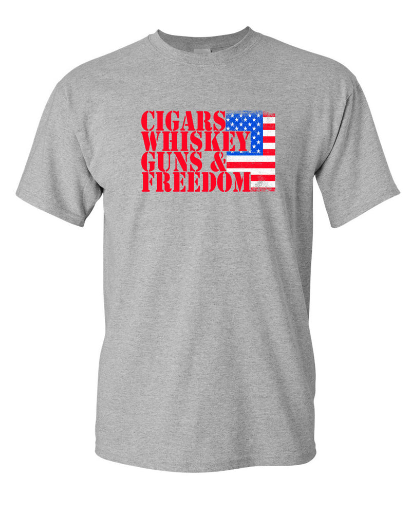 Cigars Whiskey Guns and Freedom T-shirt - American T-shirt 2nd A tees - Fivestartees