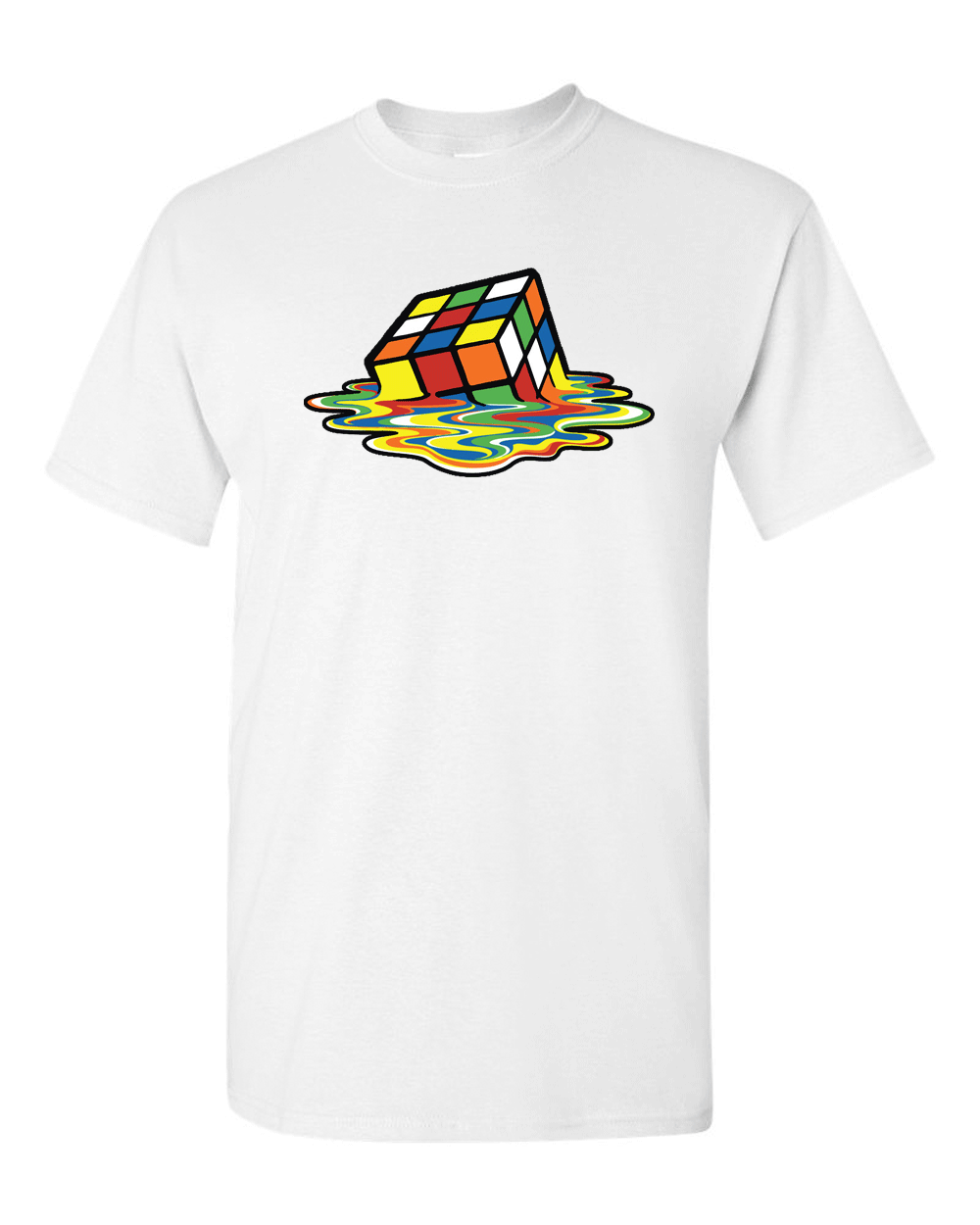 Melting CUBE T-Shirt CLASSIC Funny Party Tee  Rubik Cubic Tees - Fivestartees