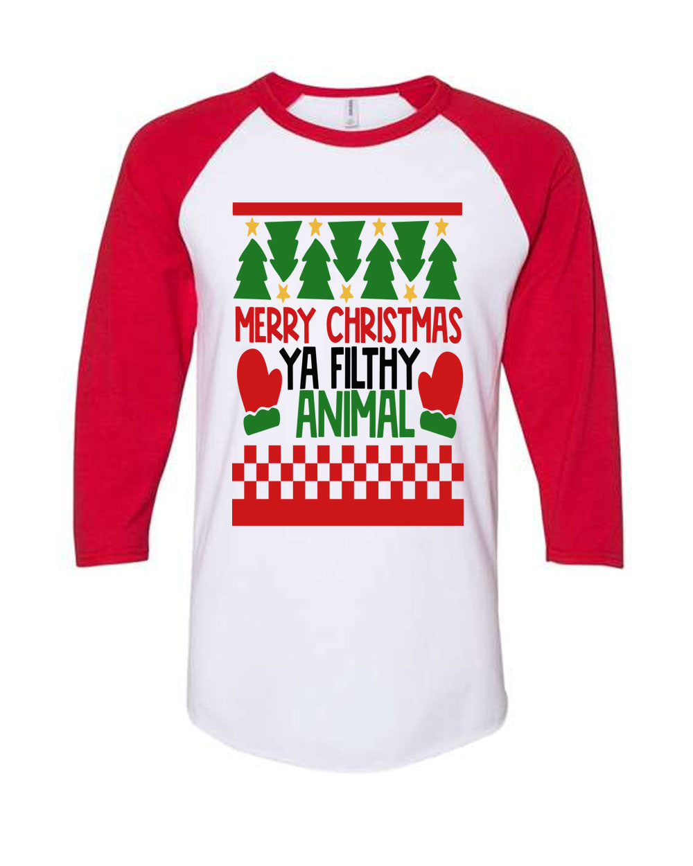 Merry Christmas Ya Filthy Animal Raglan T-shirt Christmas T-shirt - Fivestartees