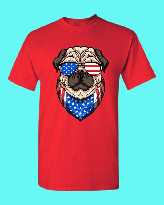 American T-shirt USA Flag with Dog T-shirt - Fivestartees