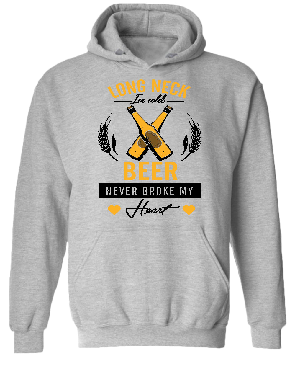 Long neck beer never broke my hear hoodie, sarcastic beer tees - Fivestartees