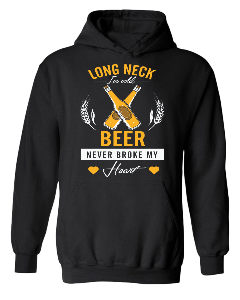 Long neck beer never broke my hear hoodie, sarcastic beer tees - Fivestartees